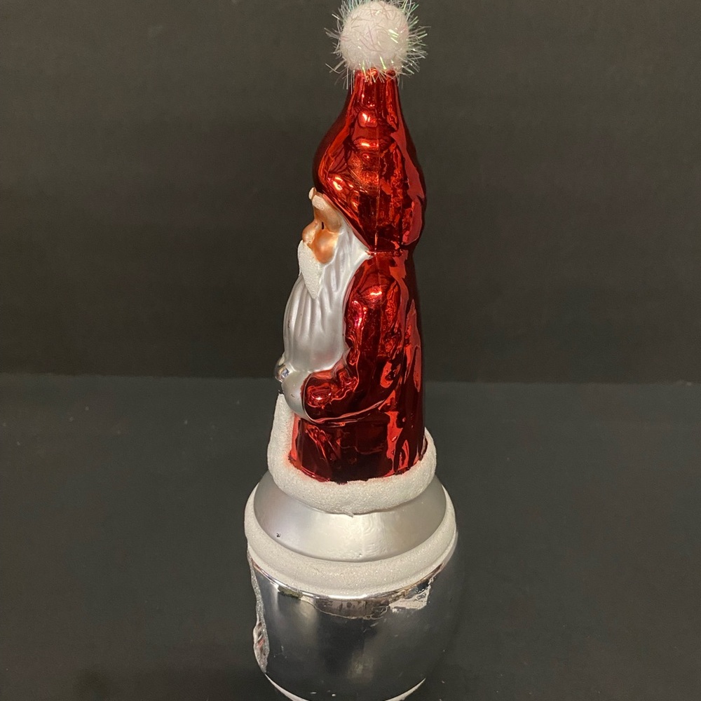 Festive Red and Silver Santa Claus Ornament - Picture 4 of 10